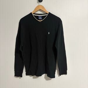 Y2K Men's Polo Ralph Lauren Sleepwear Large 100% Cotton Waffle Knit Sweater